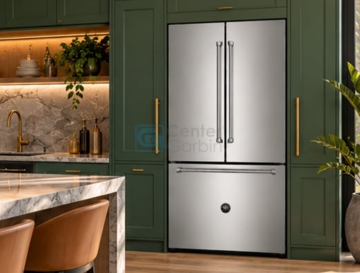 Acabamento externo inox do refrigerador Bertazzoni Master