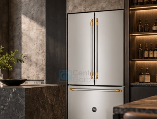 Acabamento externo inox do refrigerador Bertazzoni Heritage