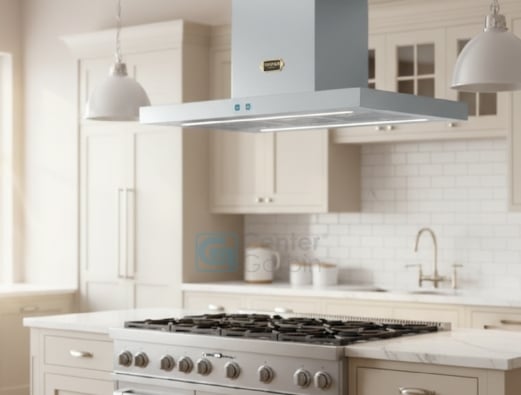 Design elegante em aço inox escovado da Coifa Tecno Toblino Vintage